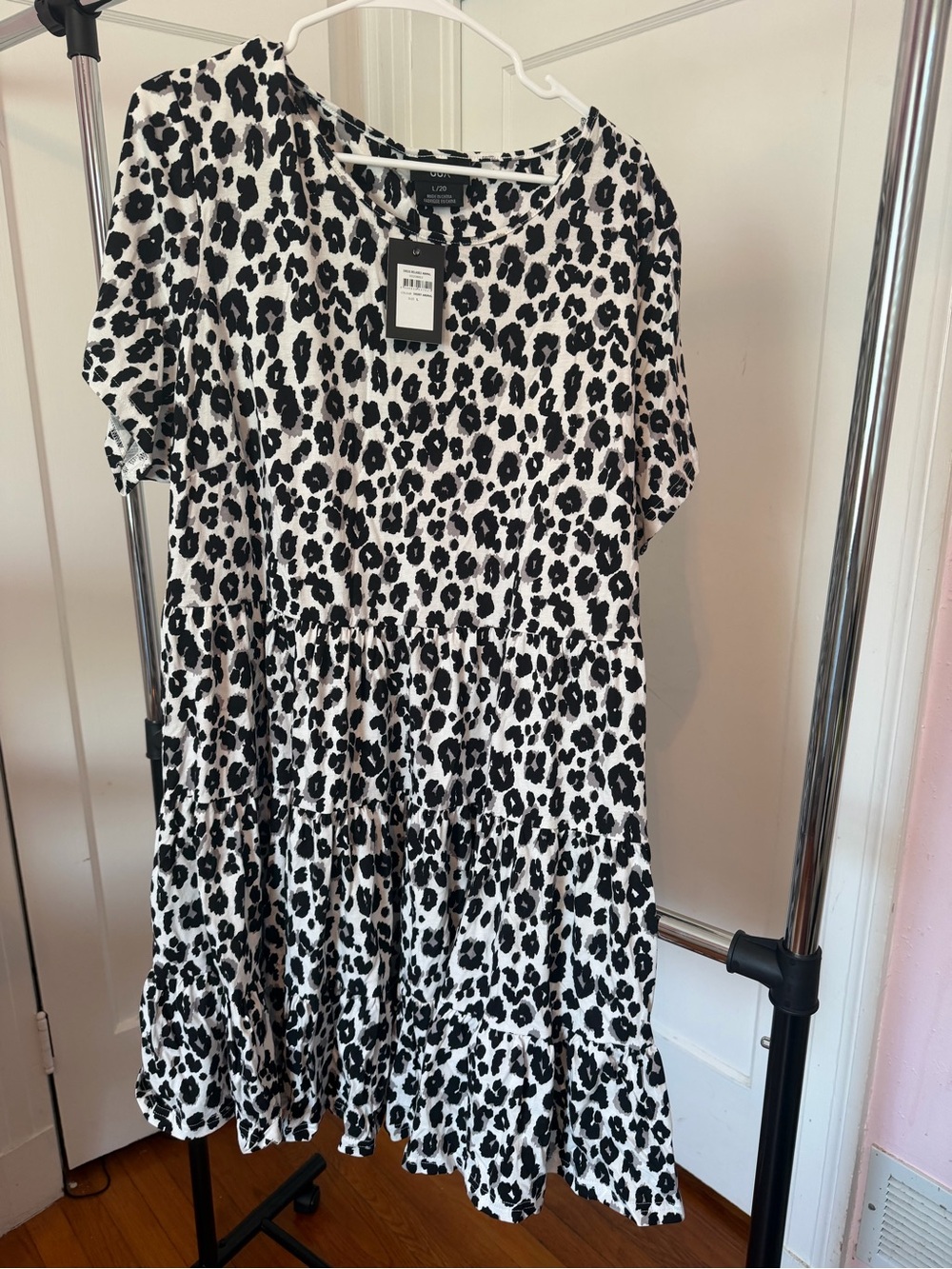 City Chic Black and White Leopard Print Tiered Tunic